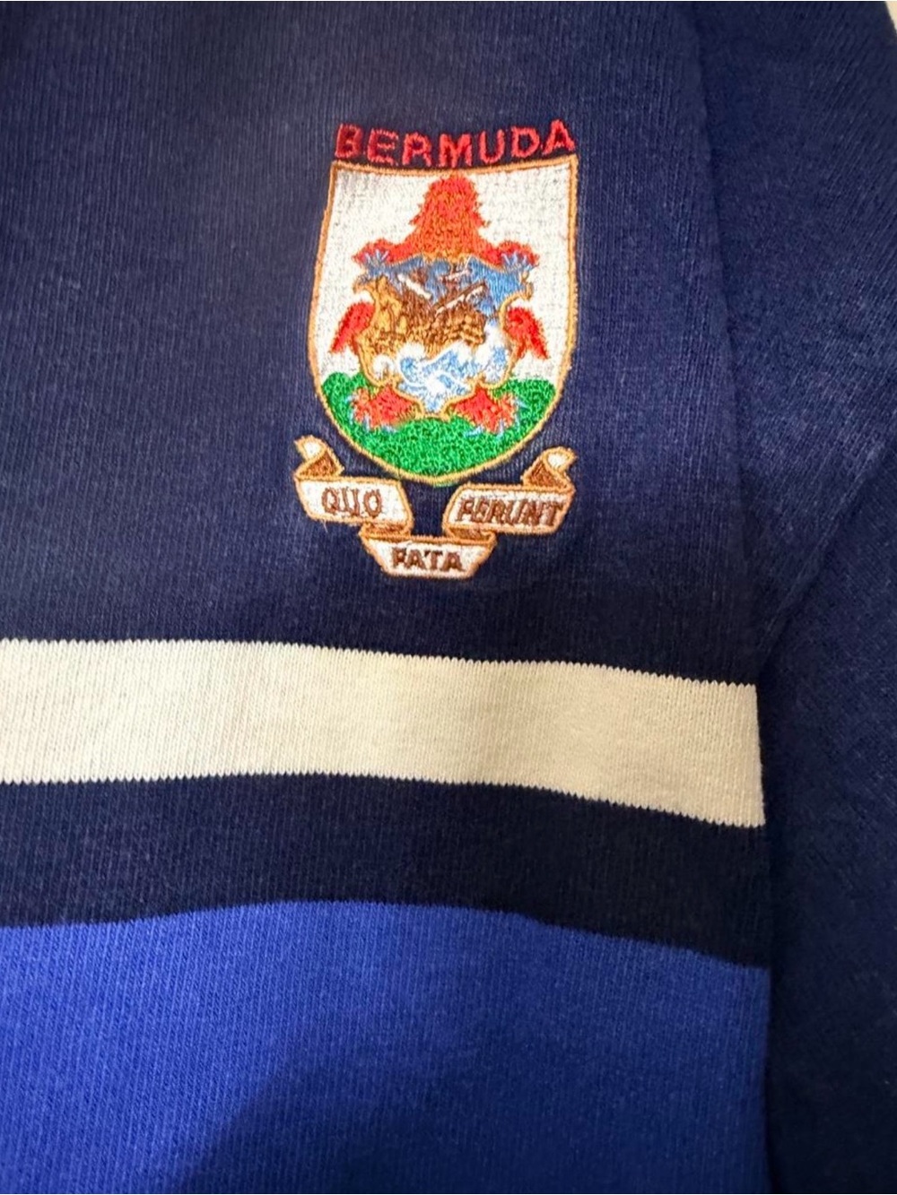 Barbarian Rugby Wear Bermuda Crest Rugby Shirt Blue Stripe Blokecore Old School - Picture 2 of 7